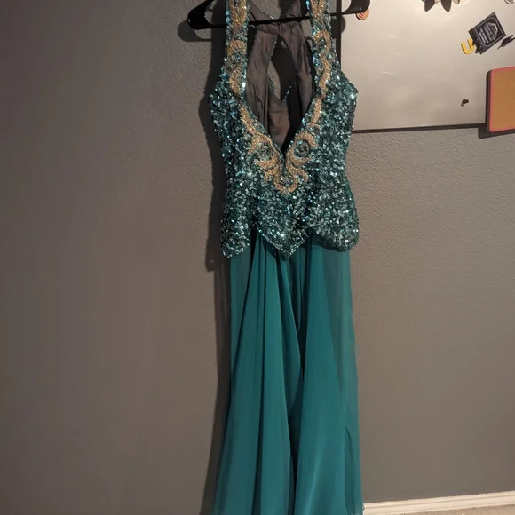 Vintage Mike Benet Formals Green Sequined/Beaded Gown Sz 8 - Picture 10 of 10